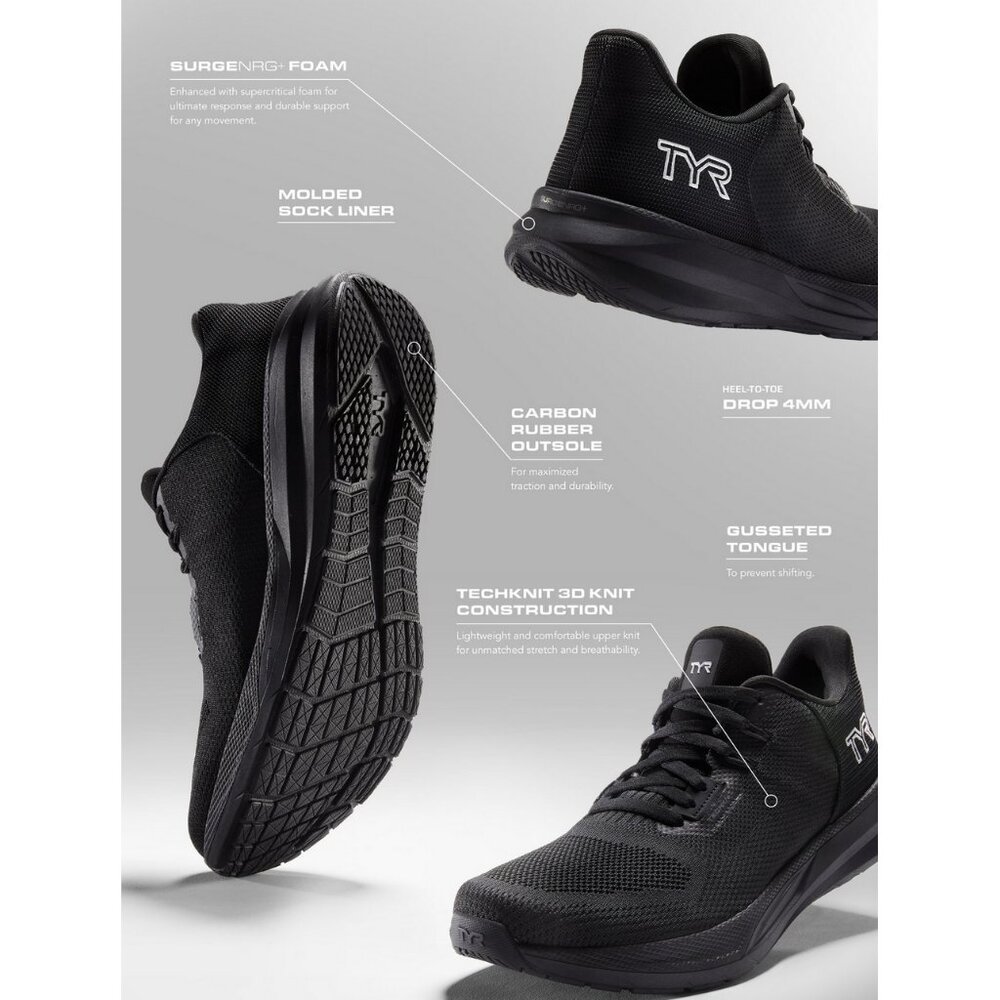 TYR Techknit RNR-1 Trainer Sneakers Black Size 12 Mens 13.5 Womens Workout Shoes - Picture 12 of 12